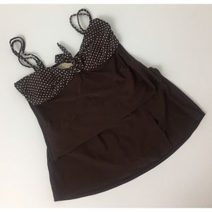 Aqua Couture brown retro feel tankini Sz XL C4